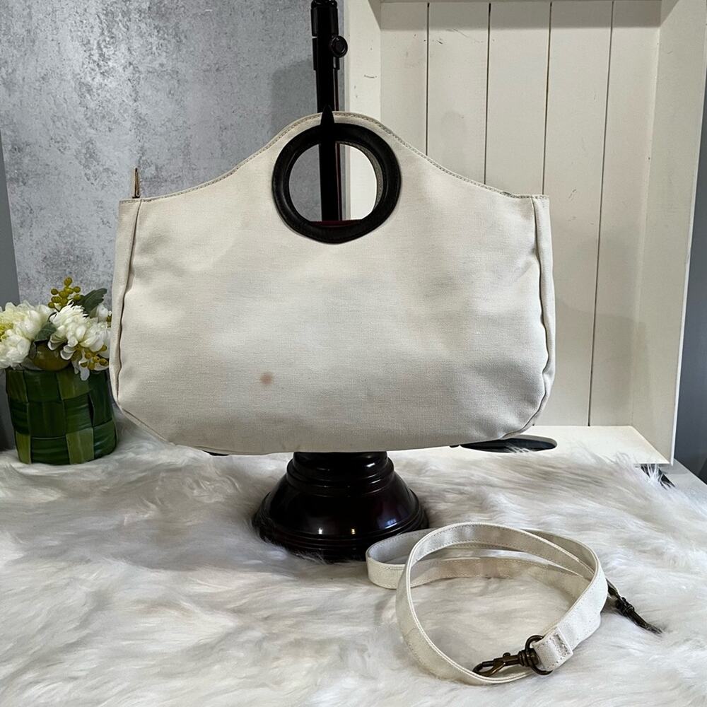 NEW Benetton Classic City Traveler Flower Crossbody Handbag Cotton Suede Leather - Picture 4 of 16
